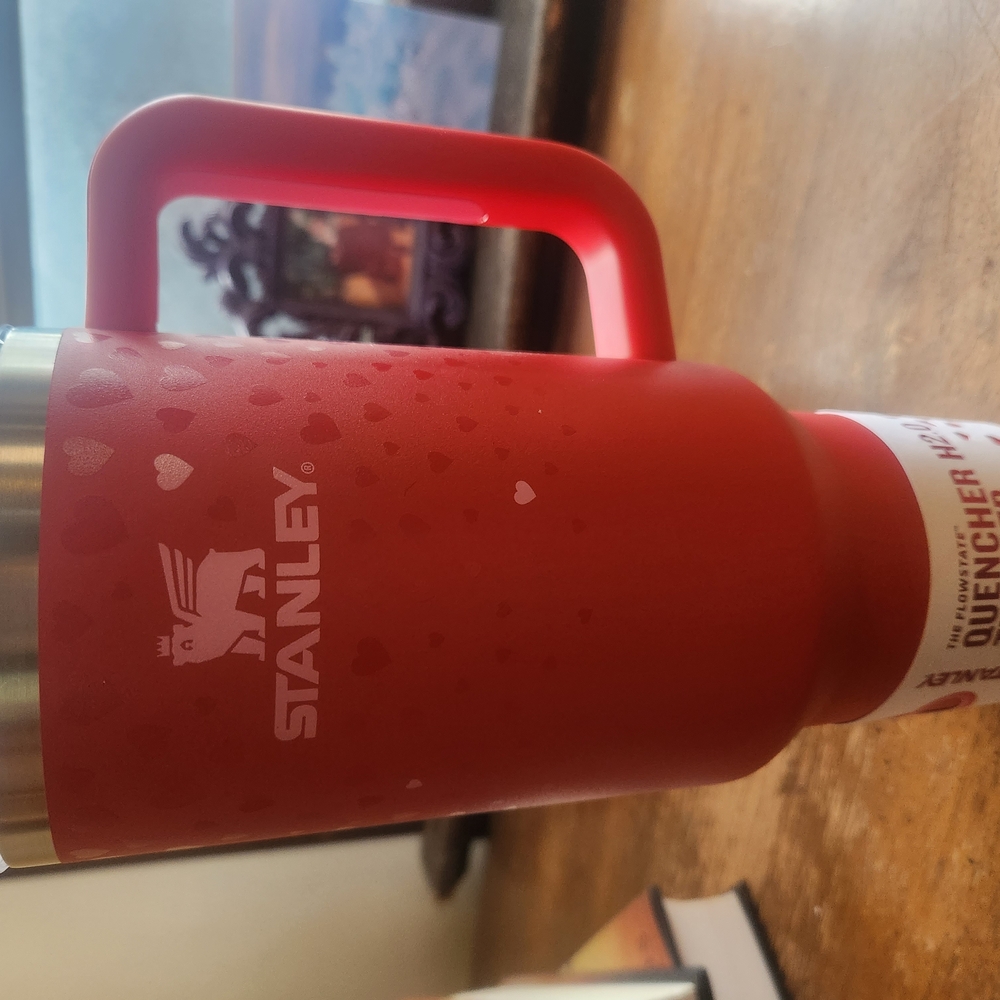 Limited Edition Valentines Stanley Red Quencher Travel Mug With Pink Hearts